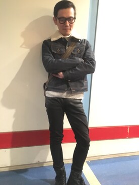 「Saturdays NYC（サタデーズ ニューヨークシティ ）のアイテム（デニムジャケット）」を使った、イオンモール幕張新都心ハイダウェイさん（メンズ・173cm）の冬コーディネート