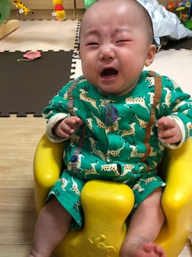 「アイテム（ロンパース、グリーン系）」を使った、harurunmamaさん（キッズ・70cm）の夏コーディネート