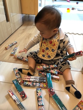 「Tartine et Chocolat（タルティーヌエショコラ）のアイテム」を使った、harurunmamaさん（キッズ・70cm）の秋コーディネート