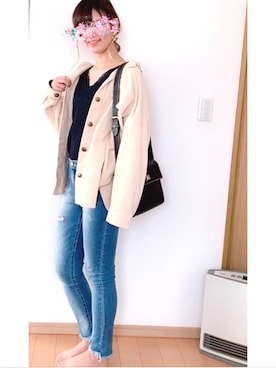 「ジーパン」｜「アイテム（その他アウター）」を使った、ノエルさん（レディース・165cm）の春コーディネート