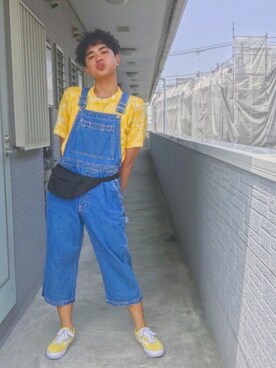 「fannypack」｜「アイテム（オールインワン・サロペット）」を使った、mooncake22さん（メンズ・165cm）の夏コーディネート