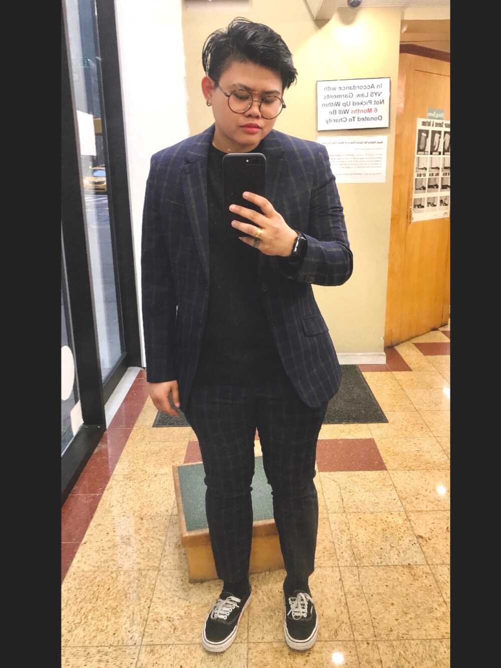 「TOPMANのアイテム（フォーマルスーツ/小物、ブルー系）」を使った、snappykenzoさん（メンズ・160cm）の冬コーディネートの1枚目の写真
