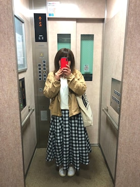 「花見」｜「アイテム（マウンテンパーカー）」を使った、くぅちゃんさん（レディース・152cm）の春コーディネート