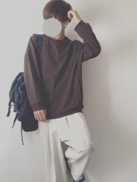 Tシャツ カットソー ブラウン系 を使ったメンズ人気ファッションコーディネート 髪型 アシンメトリー Wear