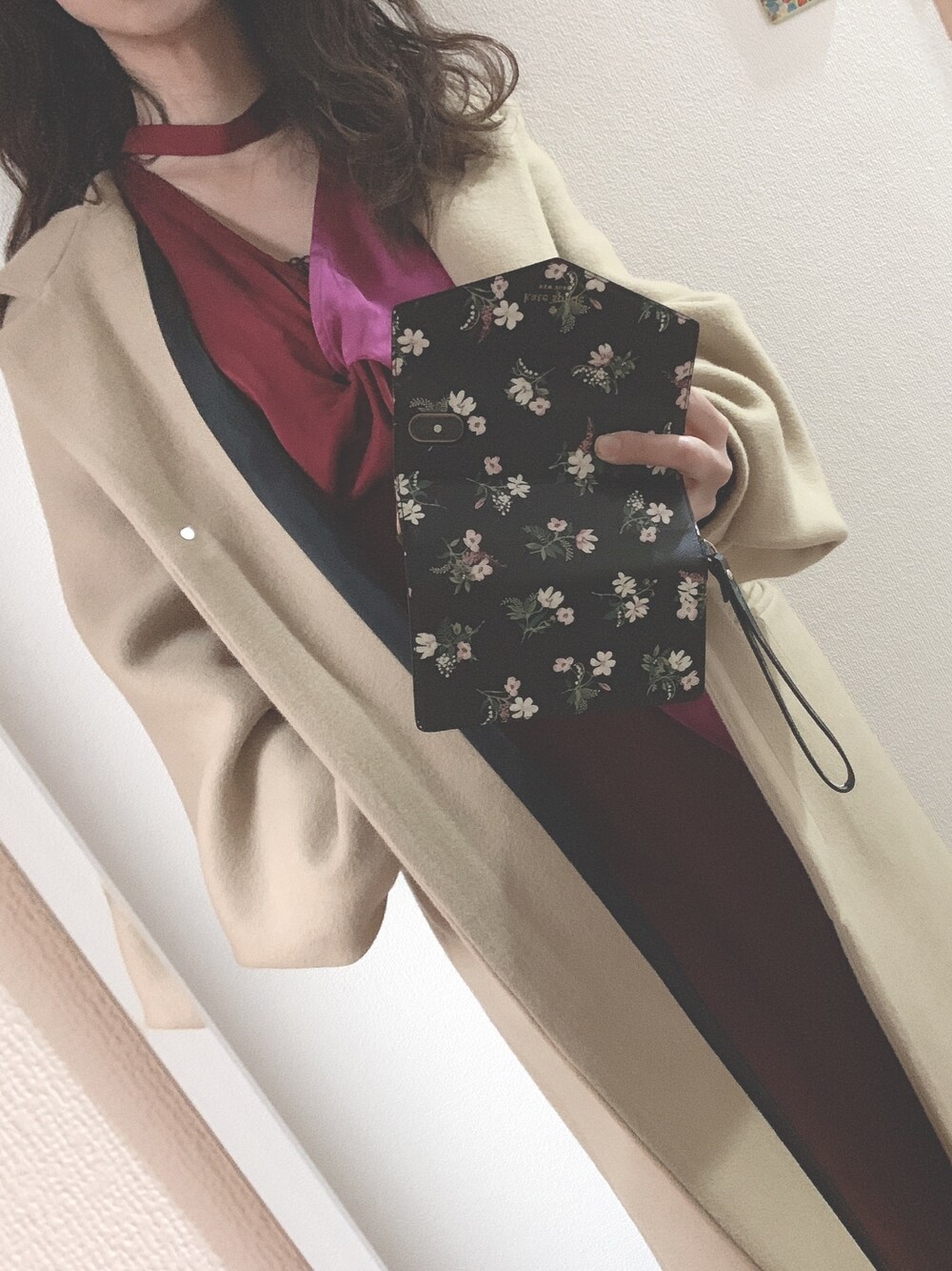 「ラウタシー、Lautashi、鈴木えみ」｜「Lautashiのアイテム（シャツ/ブラウス、レッド系）」を使った、なこさん（レディース・158cm）の夏コーディネートの1枚目の写真