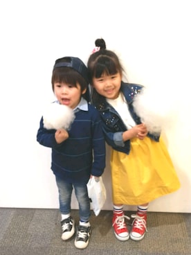 「Lee（リー）のアイテム（帽子）」を使った、るな&ひなさん（キッズ・100cm）の春コーディネート