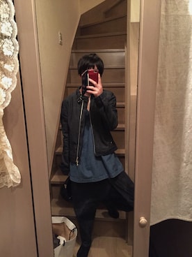 「hatra（ハトラ）のアイテム（パンツ）」を使った、もりんこりったさん（メンズ・155cm）の冬コーディネート