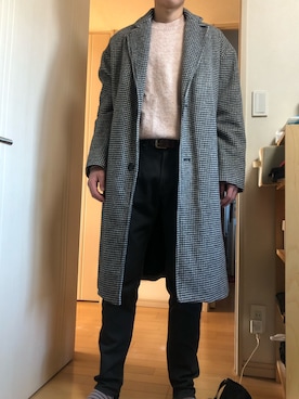 「UNIQLO（ユニクロ）のメランジクルーネックセーター（長袖）（ニット/セーター）」を使った、アクセルさん（メンズ・178cm）の秋コーディネート
