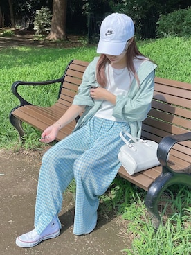 「NIKE（ナイキ）のアイテム（帽子）」を使った、ももち・×・さん（レディース・157cm）の夏コーディネート