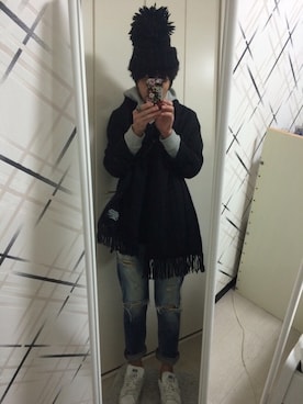 「Ungrid（アングリッド）のアイテム（パーカー）」を使った、藤枝蘭丸さん（メンズ・175cm）の冬コーディネート