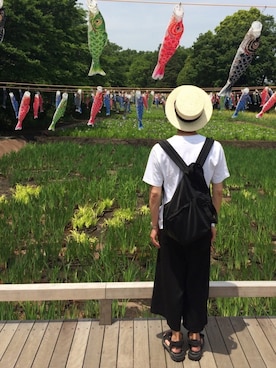 「CABANE de ZUCCa（カバンドズッカ）のアイテム（サンダル）」を使った、藤枝蘭丸さん（メンズ・175cm）の春コーディネート