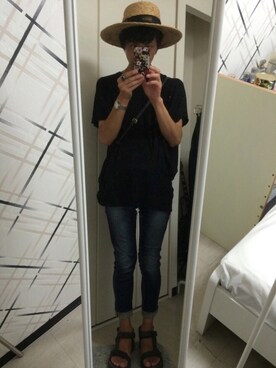 「Rodeo Crowns（ロデオクラウンズ）のアイテム（デニムパンツ）」を使った、藤枝蘭丸さん（メンズ・175cm）の夏コーディネート
