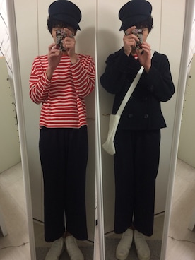 「マリン」｜「アイテム（ピーコート）」を使った、藤枝蘭丸さん（メンズ・175cm）の春コーディネート