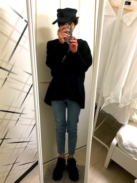 「黒×デニム」｜藤枝蘭丸さん（メンズ・175cm）の秋コーディネート