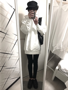「ワークキャップ」｜「アイテム（スウェット）」を使った、藤枝蘭丸さん（メンズ・175cm）の秋コーディネート