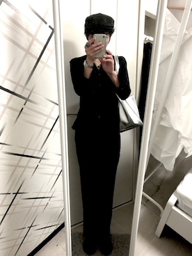 「ストレートパンツ」｜「アイテム（ハンチング/ベレー帽）」を使った、藤枝蘭丸さん（メンズ・175cm）の秋コーディネート