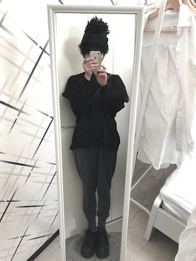 「ポンポン付きニット帽」｜藤枝蘭丸さん（メンズ・175cm）の秋コーディネート