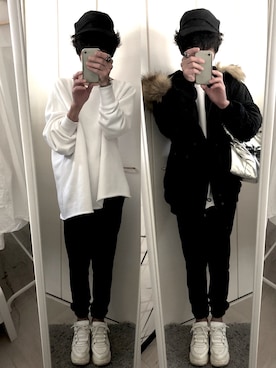 「MOUSSY（マウジー）のアイテム（ブルゾン）」を使った、藤枝蘭丸さん（メンズ・175cm）の冬コーディネート