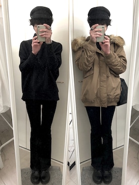 「MOUSSY（マウジー）のアイテム（ブルゾン）」を使った、藤枝蘭丸さん（メンズ・175cm）の冬コーディネート