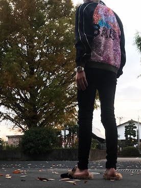 「SAINT LAURENT PARIS（サンローランパリ）のアイテム（ブルゾン）」を使った、Innaさん（メンズ・175cm）の秋コーディネート