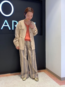 「URBAN RESEARCH ROSSO」｜「アイテム（ノーカラージャケット）」を使った、hamadaさん（レディース・155cm）の春コーディネート