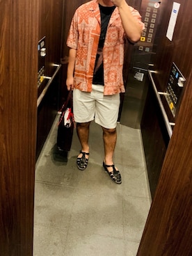 「417 EDIFICE（フォーワンセブンエディフィス）のアイテム（サンダル）」を使った、yotsnyalvさん（メンズ・174cm）の夏コーディネート