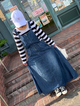 「Guess（ゲス）のアイテム（キャップ）」を使った、yucchiさん（レディース・156cm）の夏コーディネート