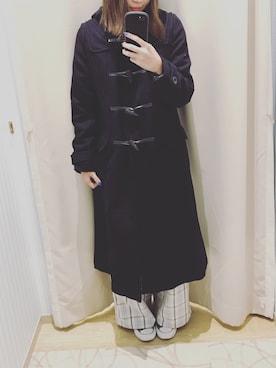 「earth music&ecology（アースミュージックアンドエコロジー）のアイテム（ダッフルコート）」を使った、risa    kamizonoさん（レディース・162cm）の秋コーディネート