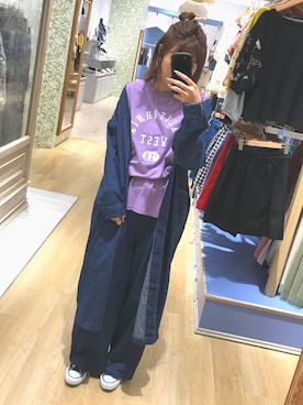 「ラベンダー」｜「アイテム（ジャケット/アウター）」を使った、risa    kamizonoさん（レディース・162cm）の春コーディネート