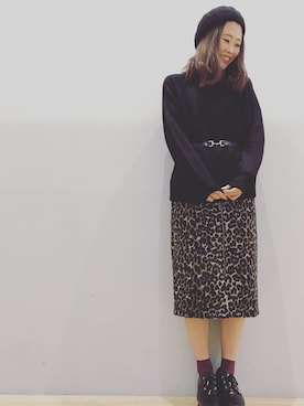 「earth music&ecology（アースミュージックアンドエコロジー）のアイテム（ニット/セーター、ブラック系）」を使った、risa    kamizonoさん（レディース・163cm）の秋コーディネート