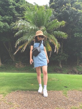 「ZARA（ザラ）のアイテム（サロペット/オーバーオール）」を使った、yuuuuuaaaaaさん（レディース・157cm）の夏コーディネート