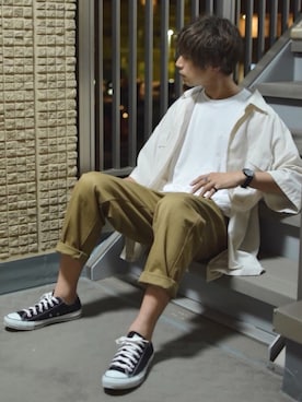 「niko and...（ニコアンド）のアイテム（チノパンツ）」を使った、ぬぬーしゅさん（メンズ・172cm）の夏コーディネート
