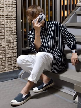 「ジャックパーセル」｜「アイテム（スリッポン）」を使った、ぬぬーしゅさん（メンズ・173cm）の夏コーディネート