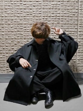 「kutir」｜「アイテム（ステンカラーコート）」を使った、ぬぬーしゅさん（メンズ・172cm）の秋コーディネート