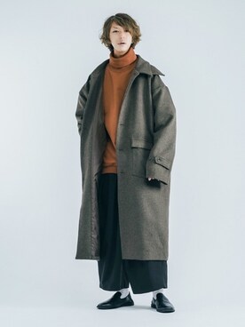 「epnok（エプノック）のアイテム（ステンカラーコート）」を使った、ぬぬーしゅさん（メンズ・172cm）の秋コーディネート