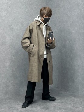 パーカーを使った チェックコート のメンズ人気ファッションコーディネート Wear