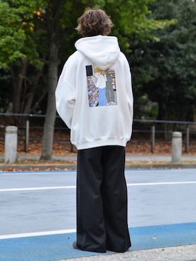 「Adoon plain（アドーンプレーン）のアイテム（パーカー）」を使った、ぬぬーしゅさん（メンズ・172cm）の冬コーディネート