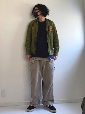 「BIG MAC（ビッグマック）のアイテム（オールインワン・サロペット）」を使った、adgjmさん（メンズ・177cm）の春コーディネート