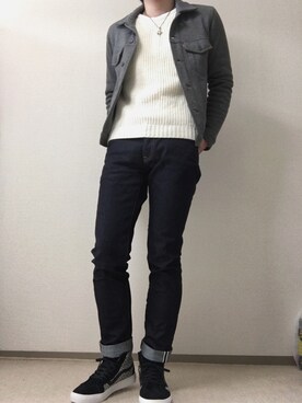 「Levi's（リーバイス）のアイテム（ジャケット/アウター、グレー系）」を使った、hiyokoさん（メンズ・180cm）の冬コーディネート