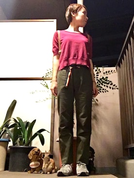 「CHUMS（チャムス）のアイテム（パンツ）」を使った、はしたかさん（レディース・157cm）の夏コーディネート
