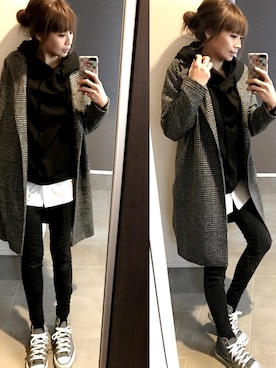 「アイテム（パーカー）」を使った、sayakaさん（レディース・166cm）の冬コーディネート
