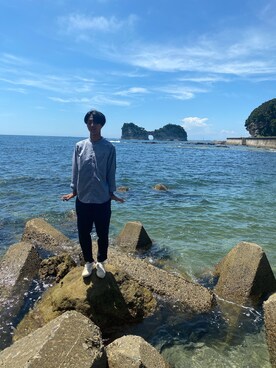 「Right-on（ライトオン）のアイテム（スラックス）」を使った、たくとさん（メンズ・174cm）の夏コーディネート