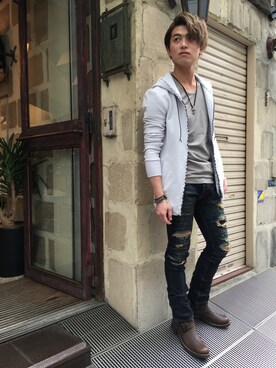「OURET（オーレット）のアイテム（パーカー）」を使った、輝さん（メンズ・173cm）の春コーディネート