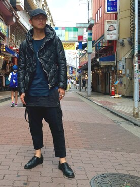「ISAMU KATAYAMA BACKLASH（イサムカタヤマバックラッシュ）のアイテム（ダウンジャケット/コート）」を使った、輝さん（メンズ・173cm）の夏コーディネート