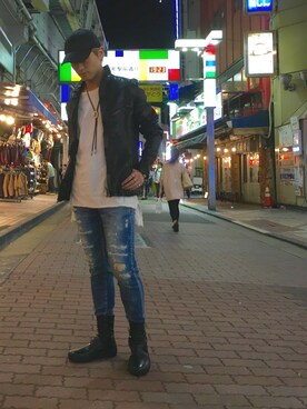 「First Aid to the Injured(ファースト・エイド・トュ・ザ・インジュアード)のアイテム」を使った、輝さん(メンズ・173cm)の夏コーディネート