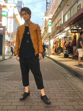 「ISAMU KATAYAMA BACKLASH（イサムカタヤマバックラッシュ）のアイテム（ドレスシューズ）」を使った、輝さん（メンズ・173cm）の秋コーディネート