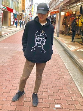 「maxsix（マックスシックス）のアイテム（帽子）」を使った、輝さん（メンズ・173cm）の秋コーディネート