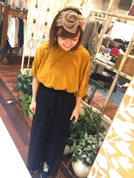 「マスタードイエロー」｜菜緒さん（レディース・154cm）の秋コーディネート