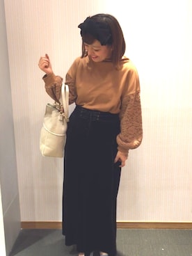 「袖レース」｜菜緒さん（レディース・154cm）の秋コーディネート