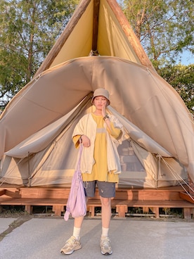 「FENNEC（フェネック）のアイテム」を使った、陳兒さん（レディース・163cm）の夏コーディネート